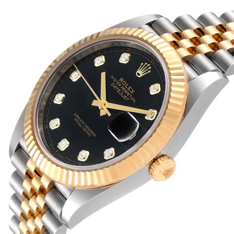 Rolex In Stock Datejust 41 Black Index Dial 126333 18k Two for 